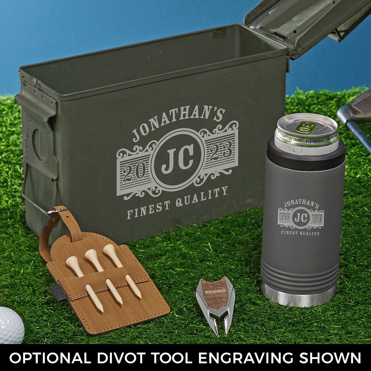 Marquee Engraved 30 Cal Ammo Can Golf Gift Set