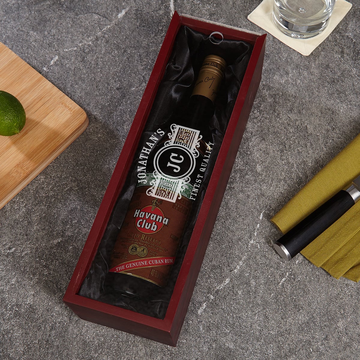 Engraved Wooden Box for Liquor Bottles