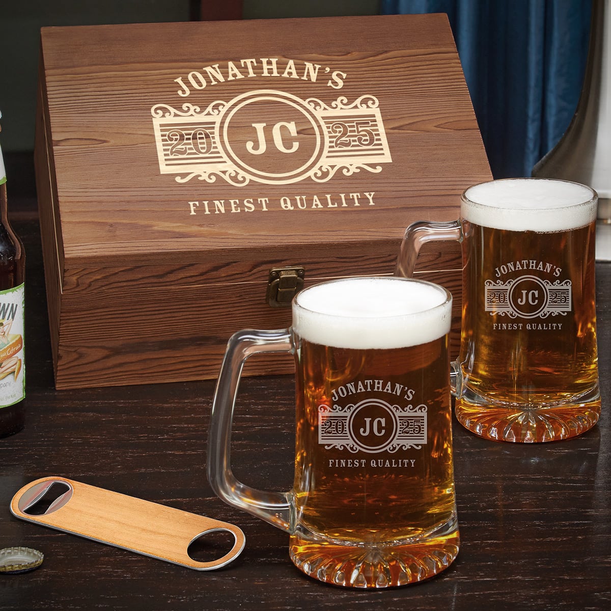 Personalized Beer Gift Set with Mugs