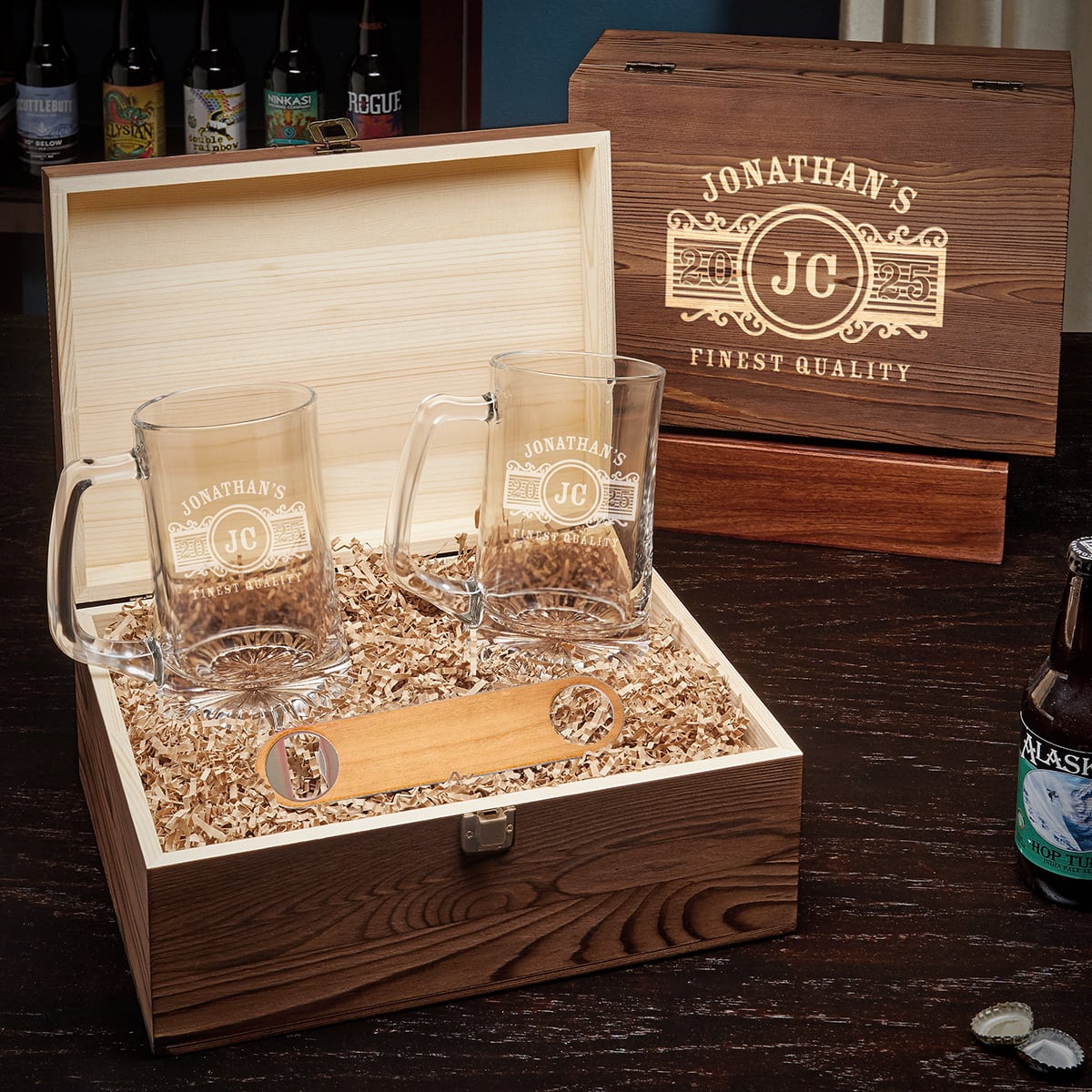 Personalized Beer Gift Set with Mugs