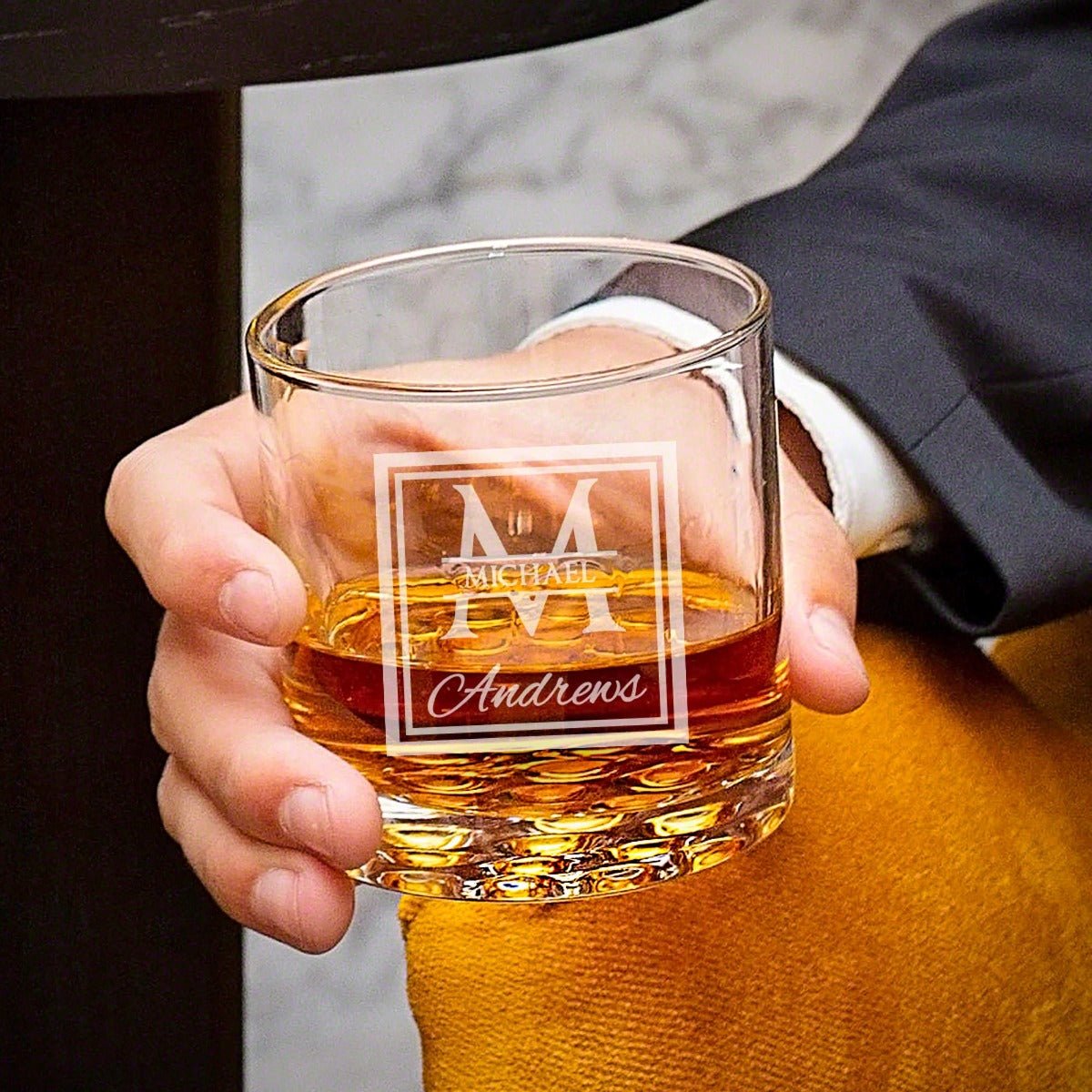 Monogram Engraved Whiskey Glass