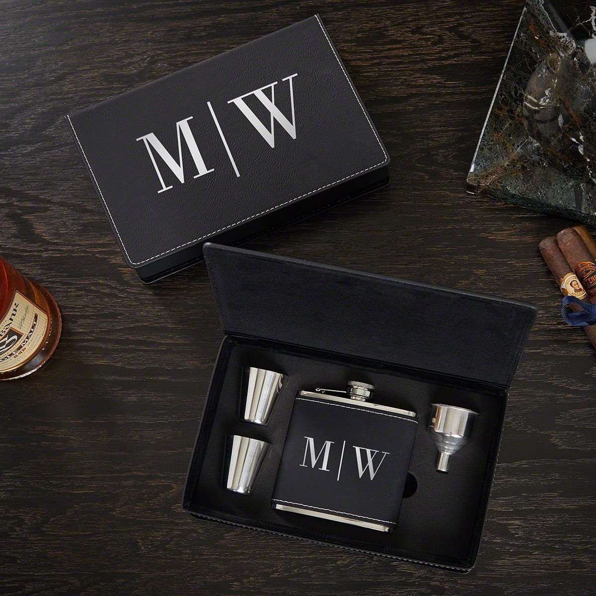 Monogram Personalized Flask Gift Set