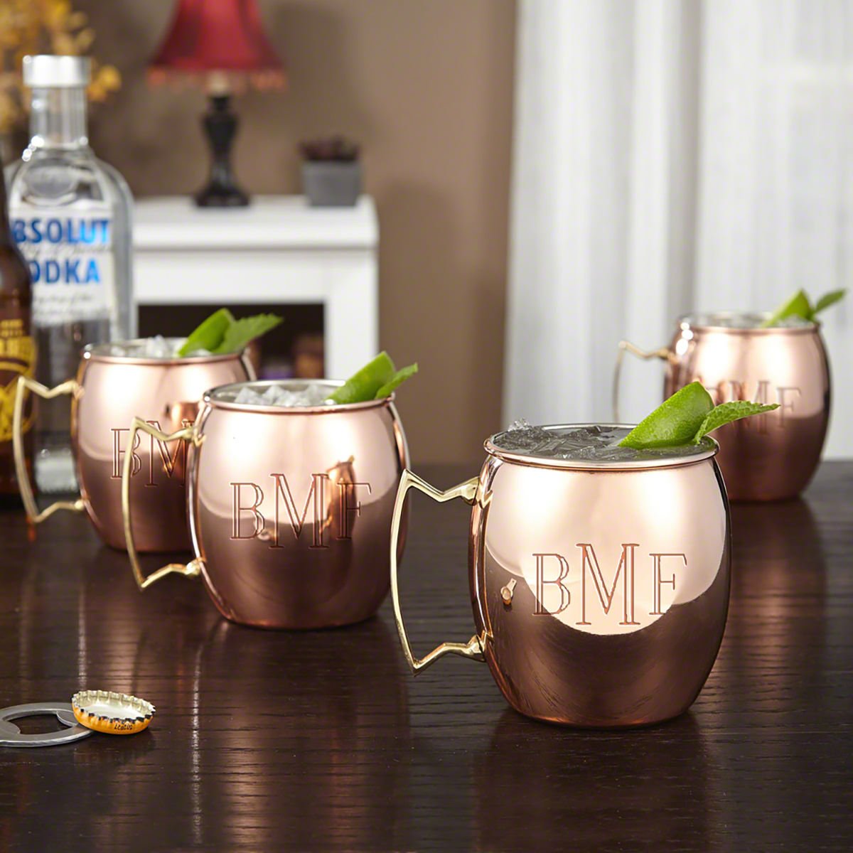 Monogrammed Copper Moscow Mules Mug, 16oz, Set of 4