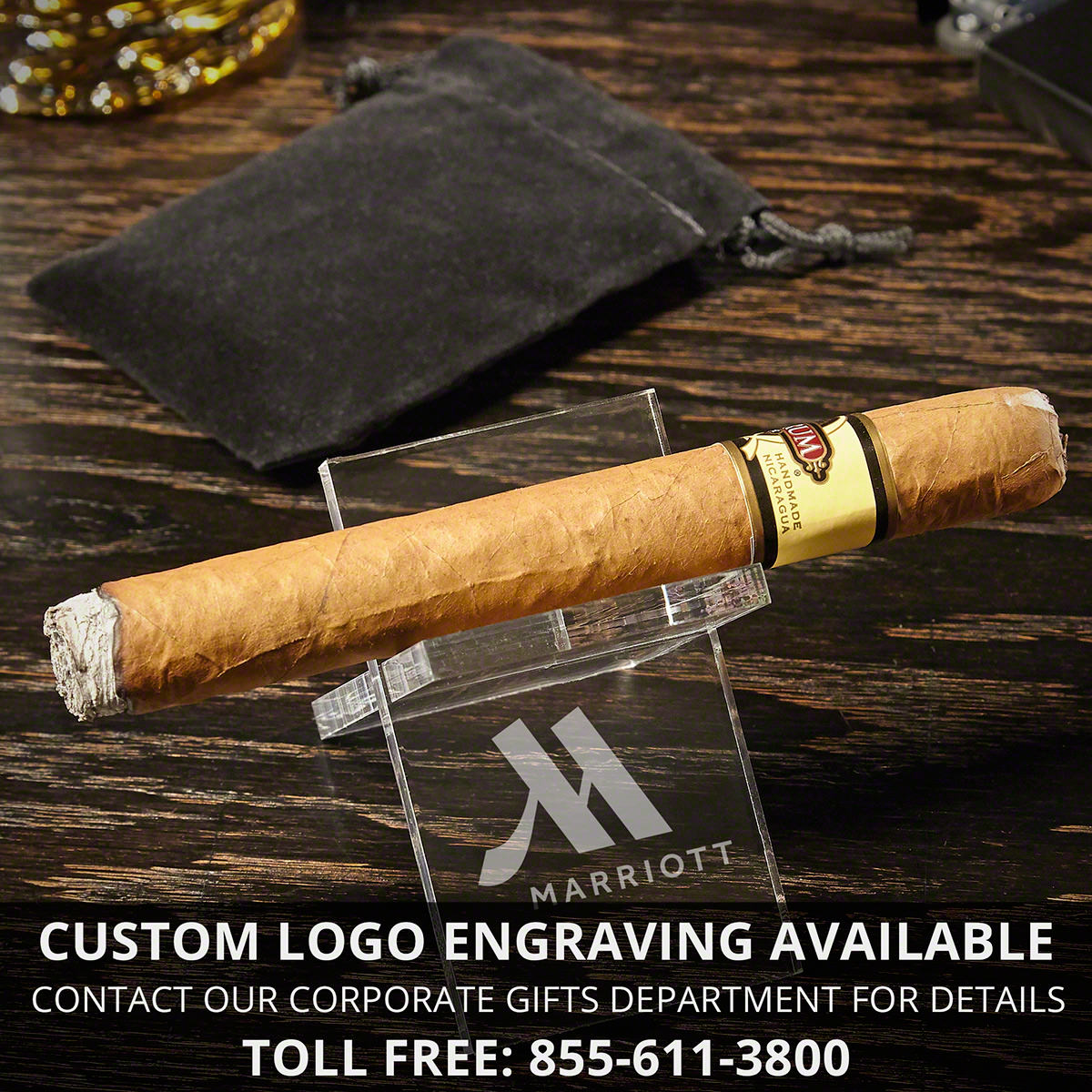 Custom Acrylic Cigar Stand with Pouch