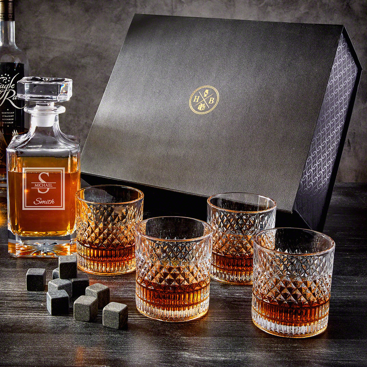 Personalized 7 pc Luxury Truman Whiskey Decanter Set