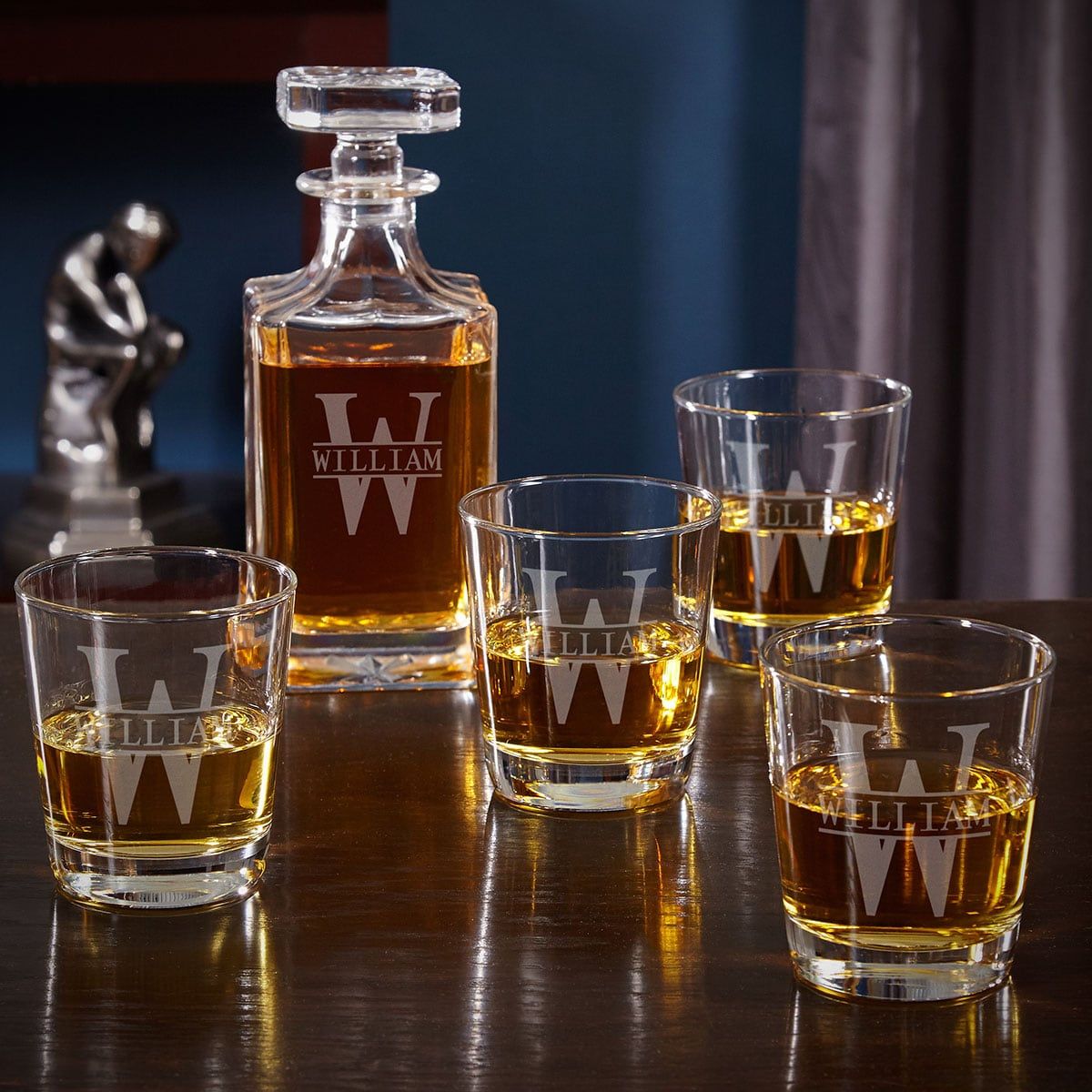 Carson Whiskey Decanter Set with Rocks Glasses
