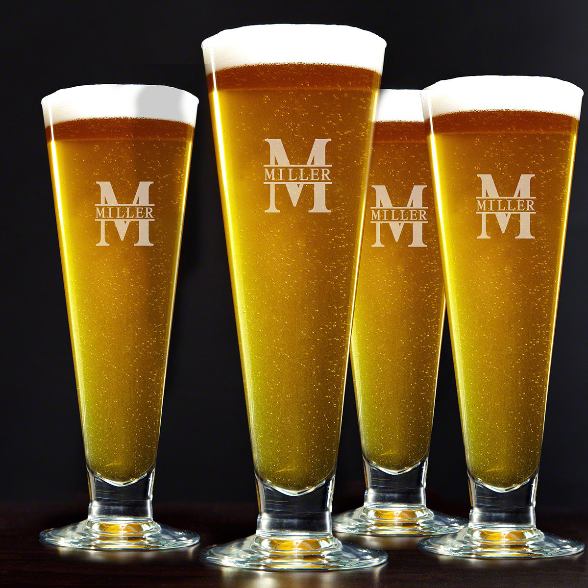 Customized Grand Footed Pilsner Glasses, Set of 4