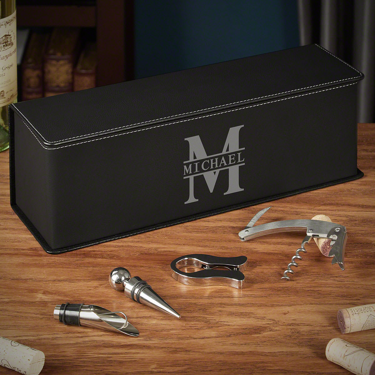 Personalized Leather Wine Gift Box