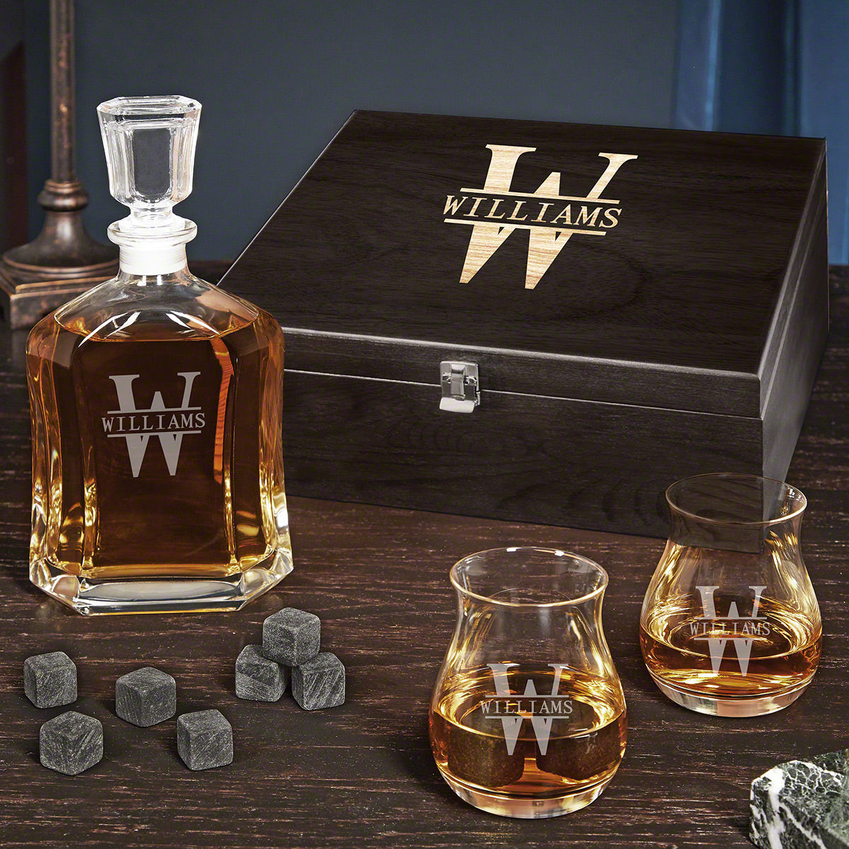 Personalized Glencairn Canadian Whiskey Gift Set - Ebony Box