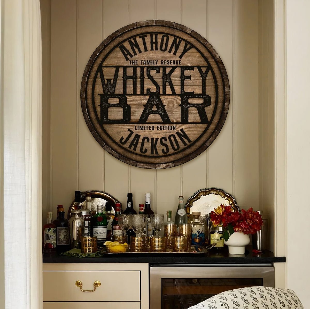 Old Branding Custom Wooden Whiskey Bar Sign