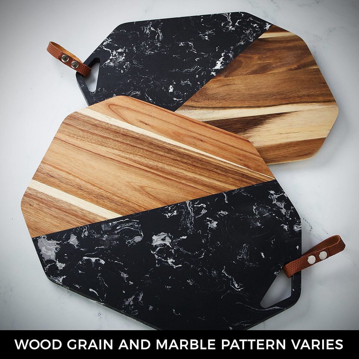 Opulent Custom Large Charcuterie Board - Acacia Wood and Black Marble Cheese Board