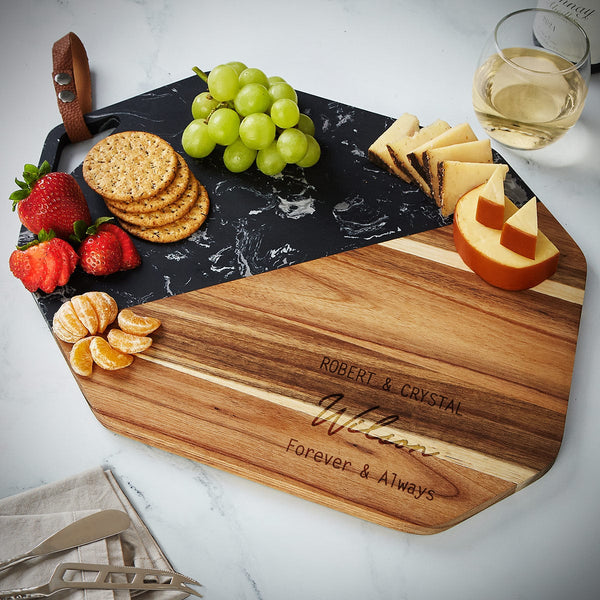 Custom Engraved Walnut Monogrammed Charcuterie serving board authentic for cheese and crackers - cheese and wine party board - personalized tray