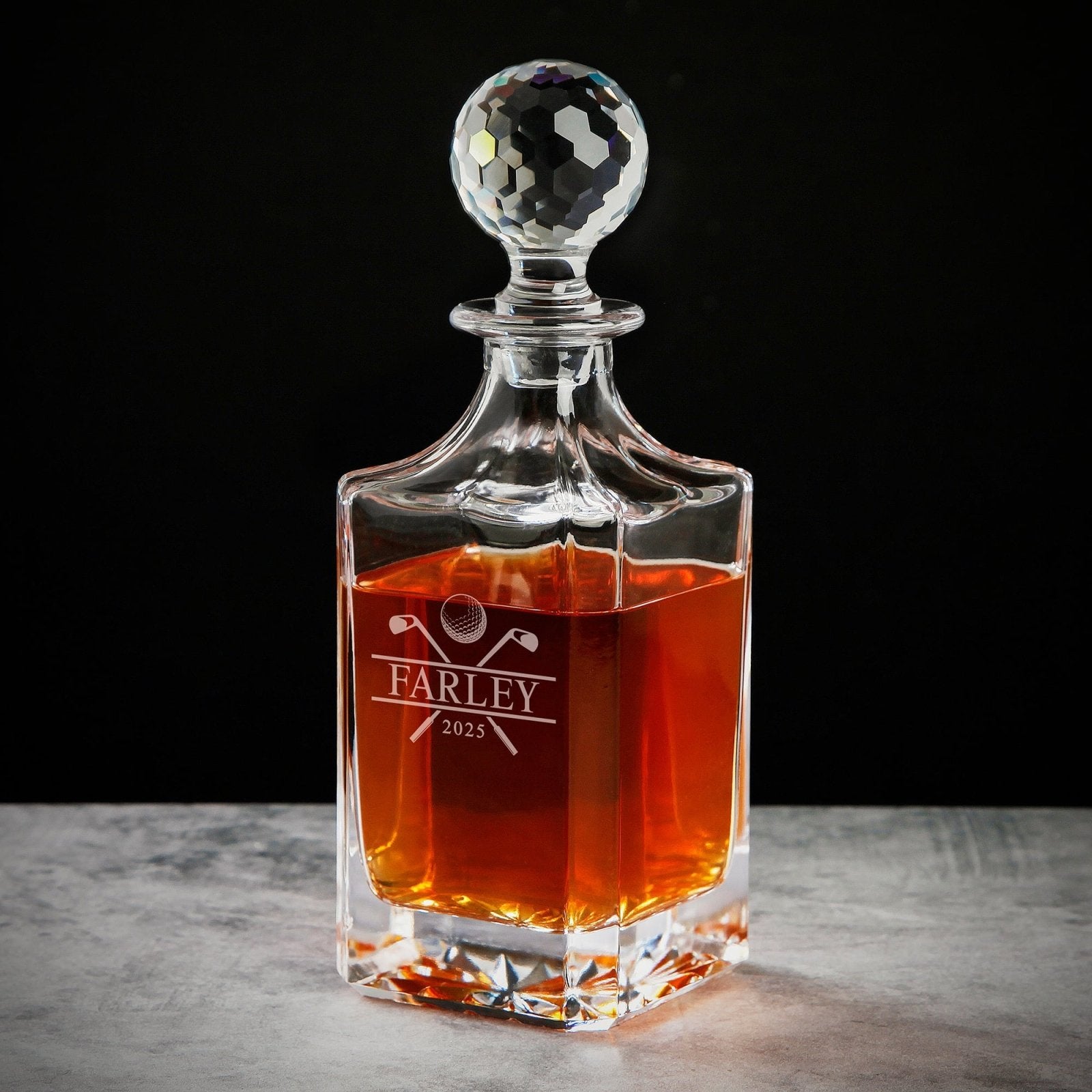 Par Excellence Custom Whiskey Decanter with Faceted Crystal Stopper