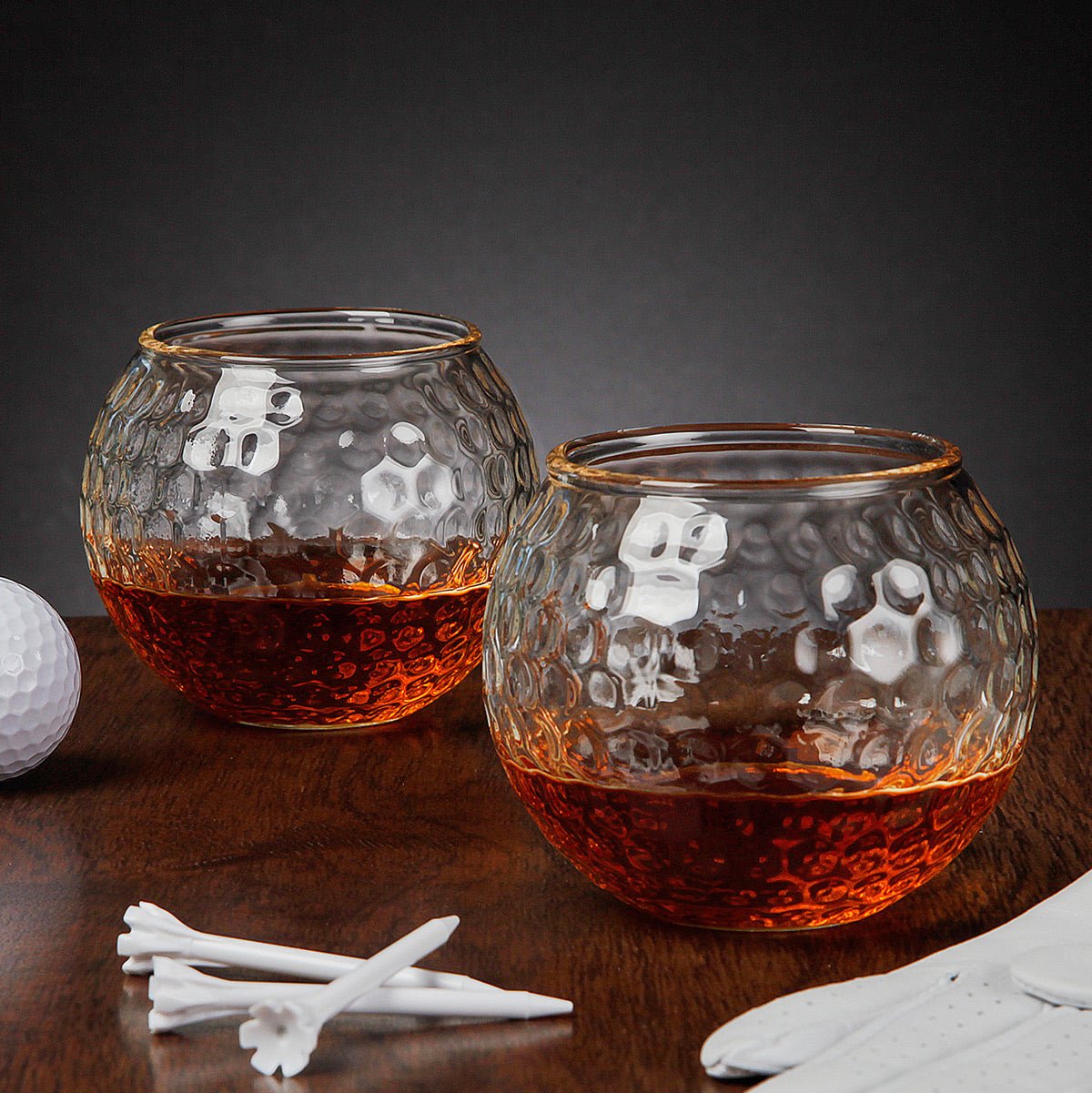 Par Excellence Golf Ball Whiskey Glasses, Set of 2