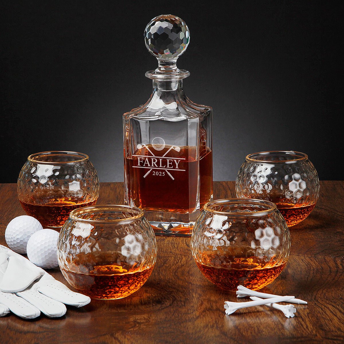 Par Excellence Whiskey Decanter Set with Golf Ball Whiskey Glasses