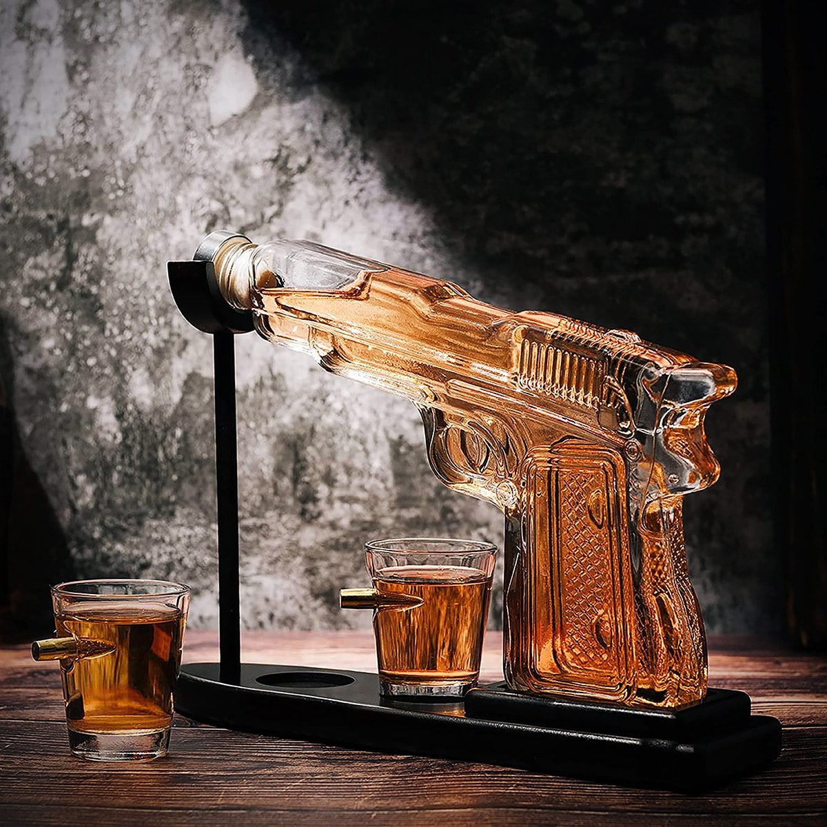 Paxton Gun Decanter with Bullet Shot Glasses