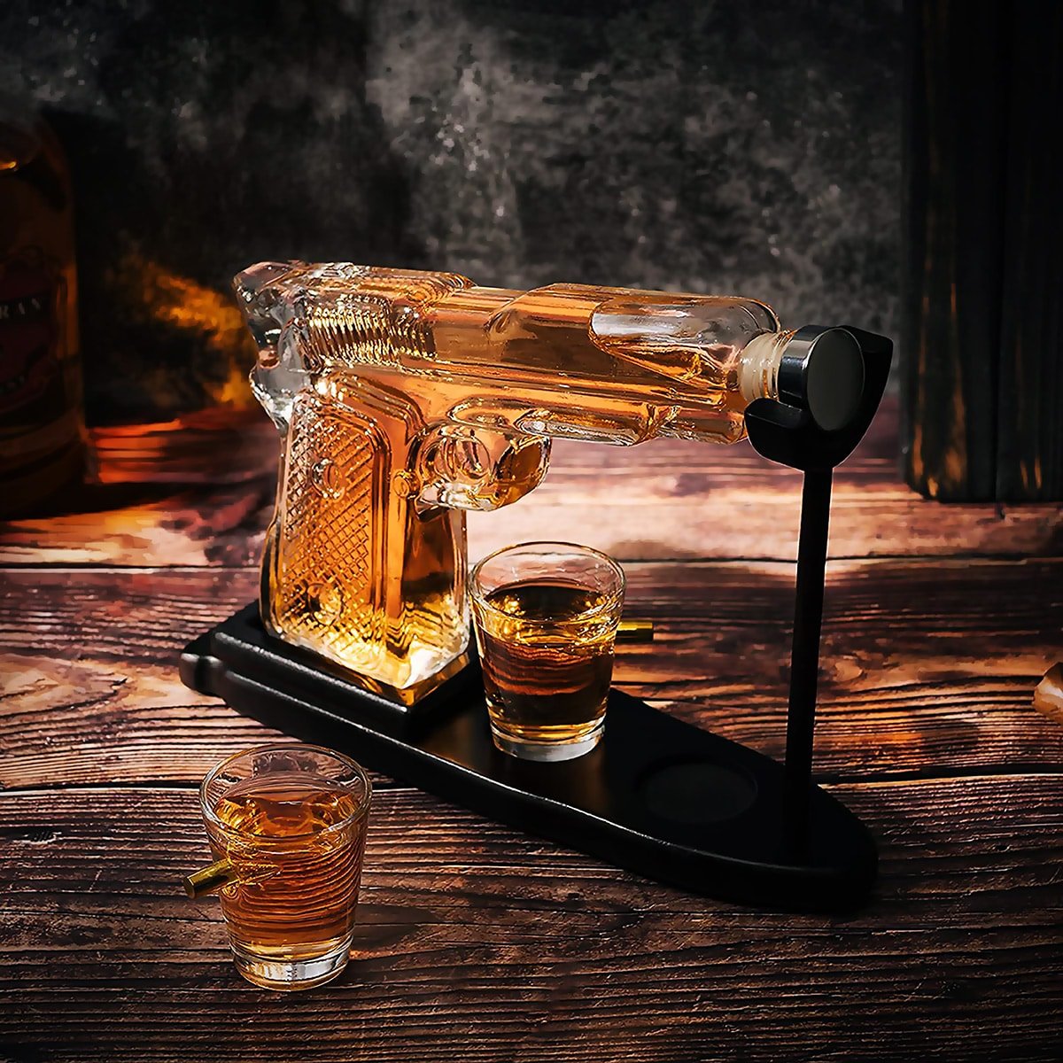 Paxton Gun Decanter with Bullet Shot Glasses