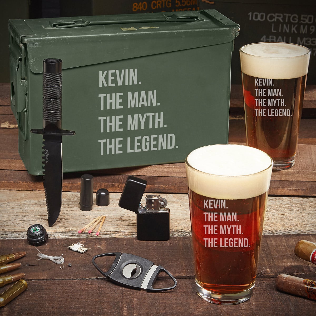 Man Myth Legend Engraved 50 Cal Ammo Can and Cigar Gift Set - Birthday Gifts for Men, Etched offers Ammo Box, Personalized Cigar Case, Anniversary