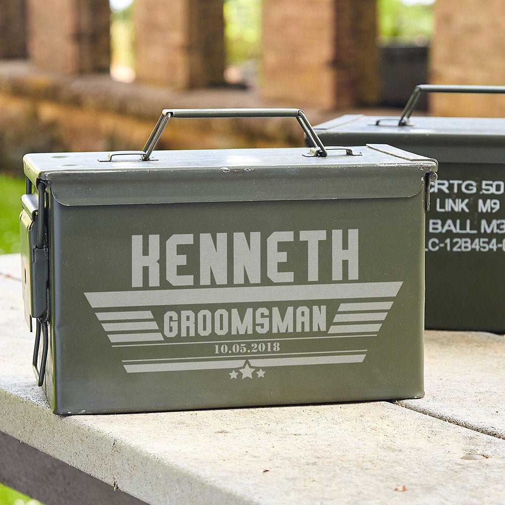 Personalized Stanford 50 Cal Ammo outlets Box Gift Set - Manly Groomsmen Gifts, Best Man Proposal, Engraved Cigar Case, Groomsman Gift, Pocket Knife