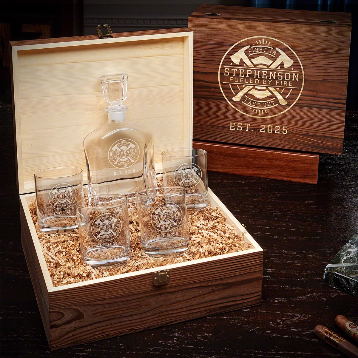 Personalized Argos Decanter Box Set - Gift for Firefighters