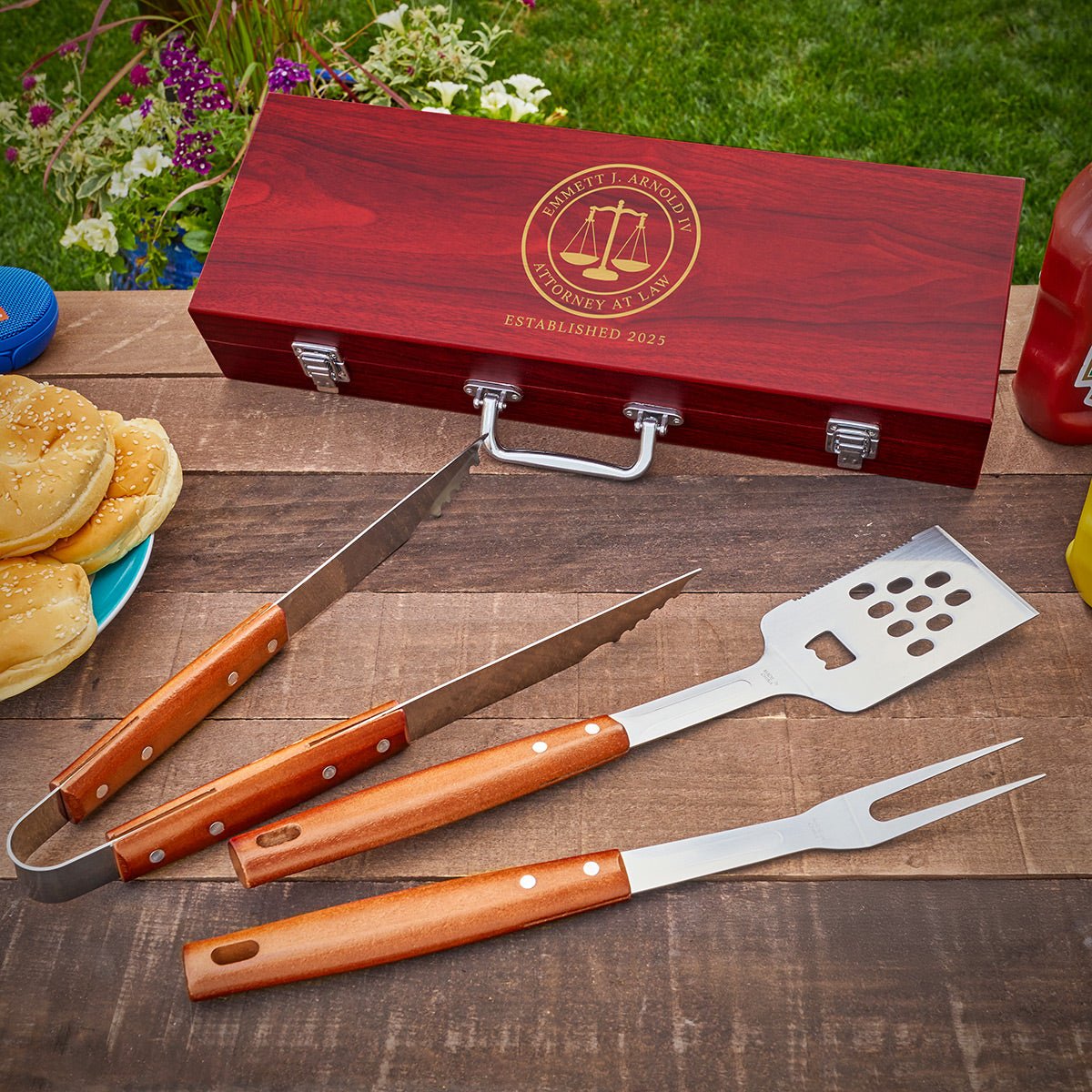 Personalized BBQ Set Grill Gift for Guy