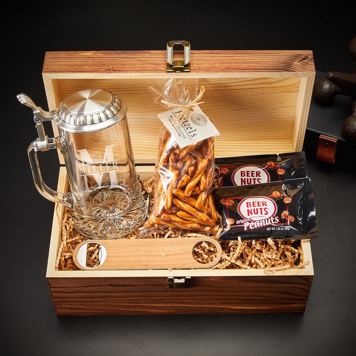 Personalized Beer Gift Basket, 6pc with European Beer Stein