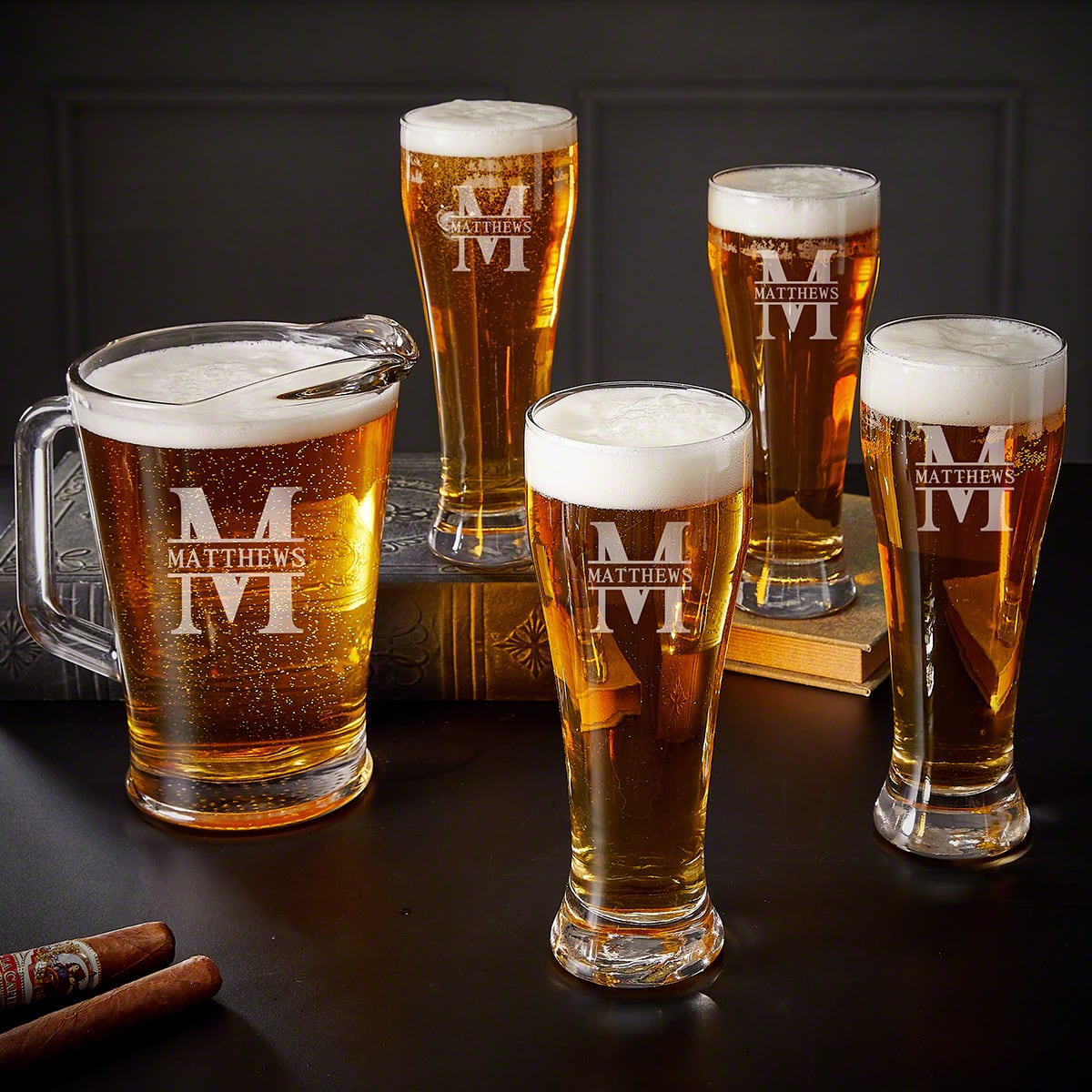 Customized Beer Pitcher with Pilsner Glasses Set - 5pc