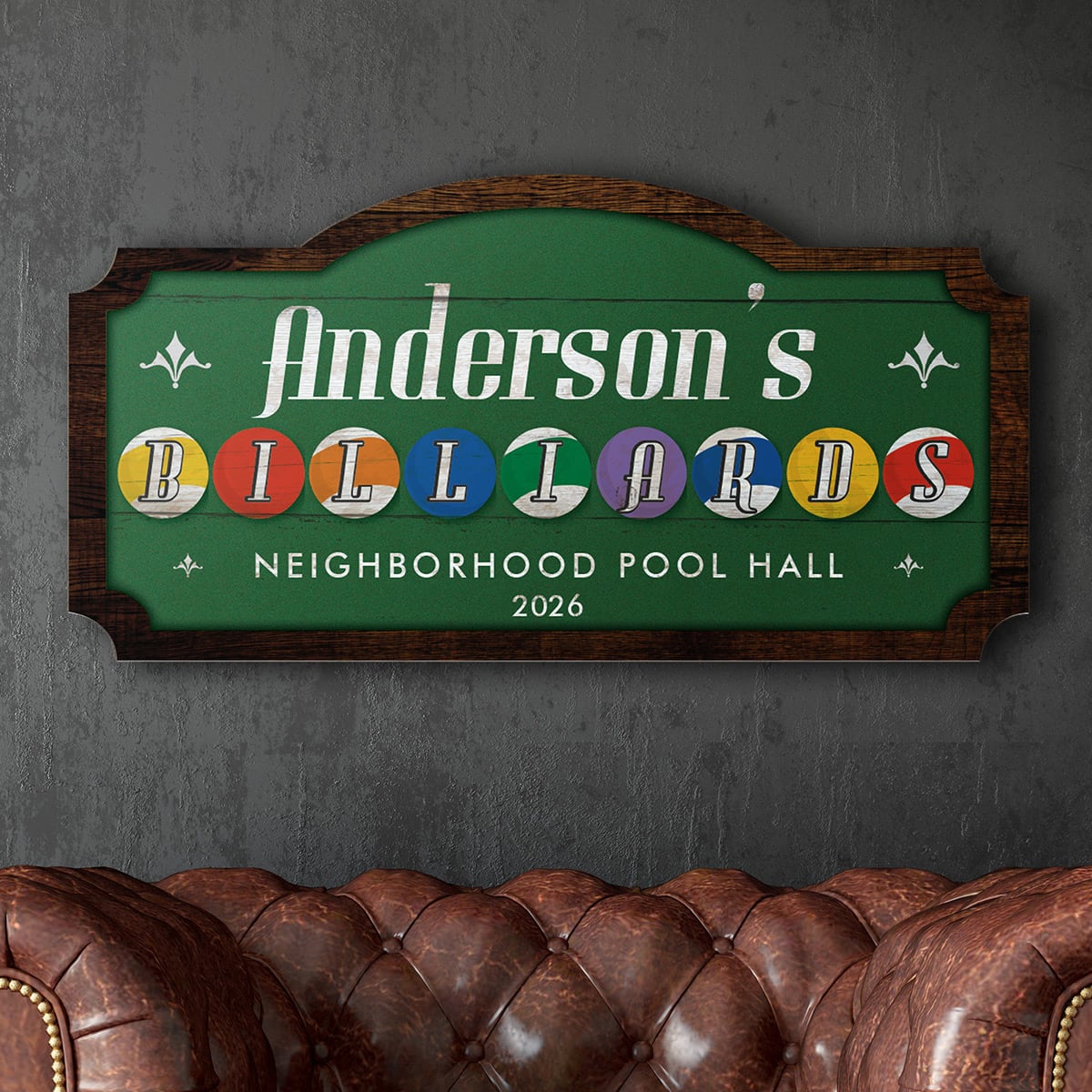 Personalized Billiard Hall Wooden Sign