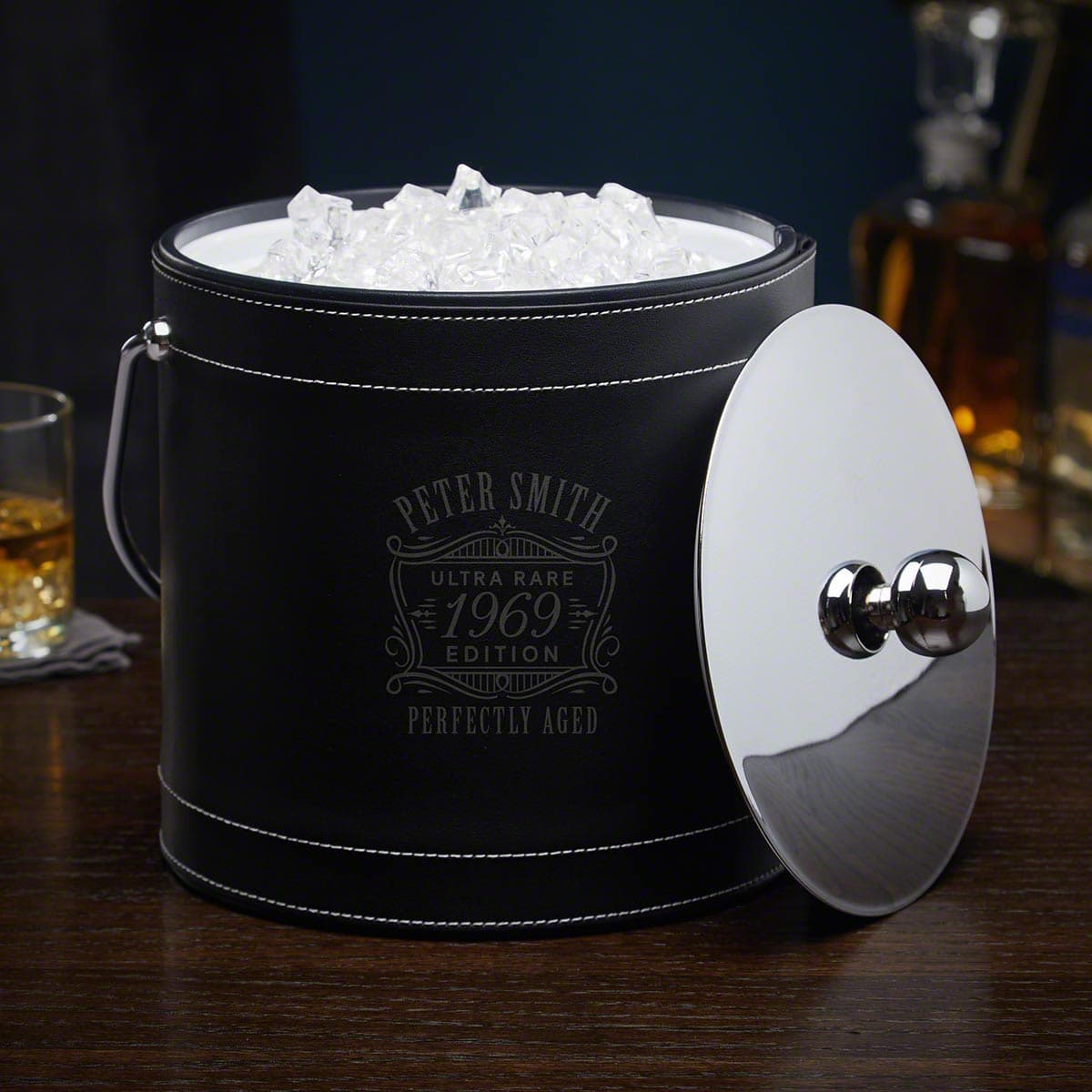 Personalized Black Insulated Ice Bucket