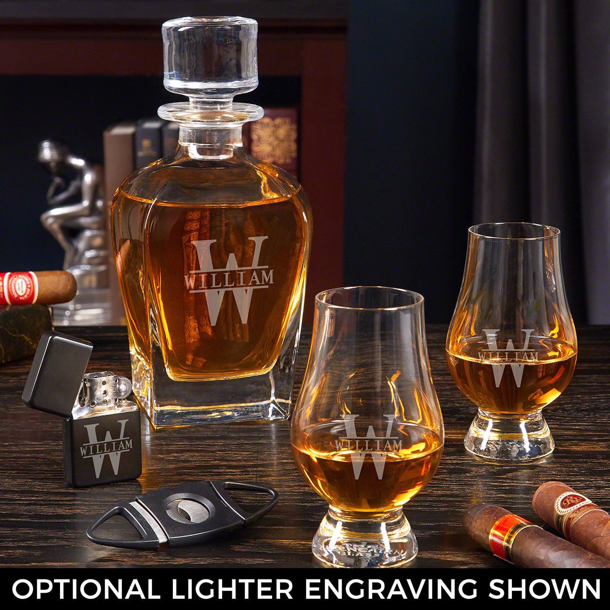 Personalized Bourbon Decanter Set with Glencairn Glasses - 5pc