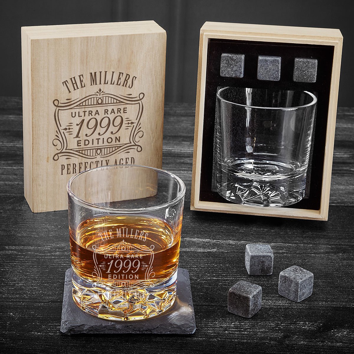 Personalized Bourbon Glass Set with Gift Box