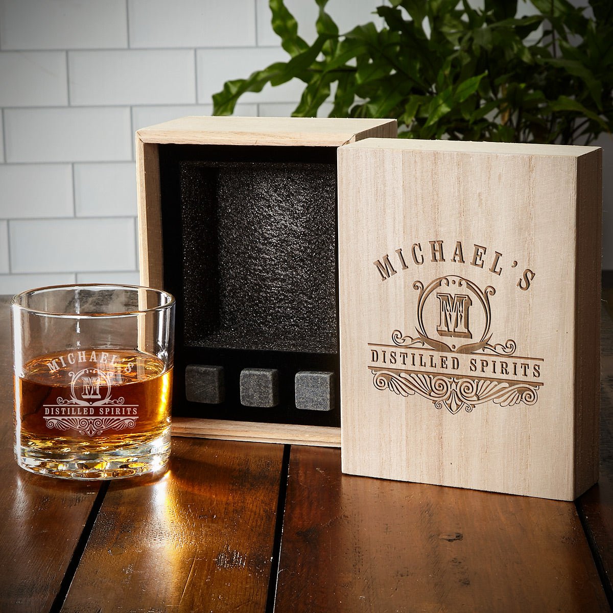 Personalized Bourbon Glass Set with Gift Box