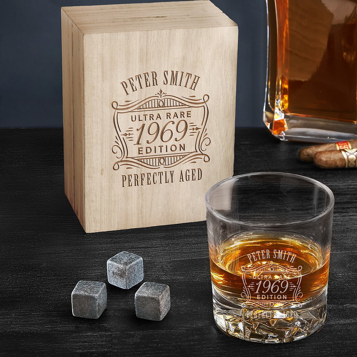 Personalized Bourbon Glass Set with Gift Box