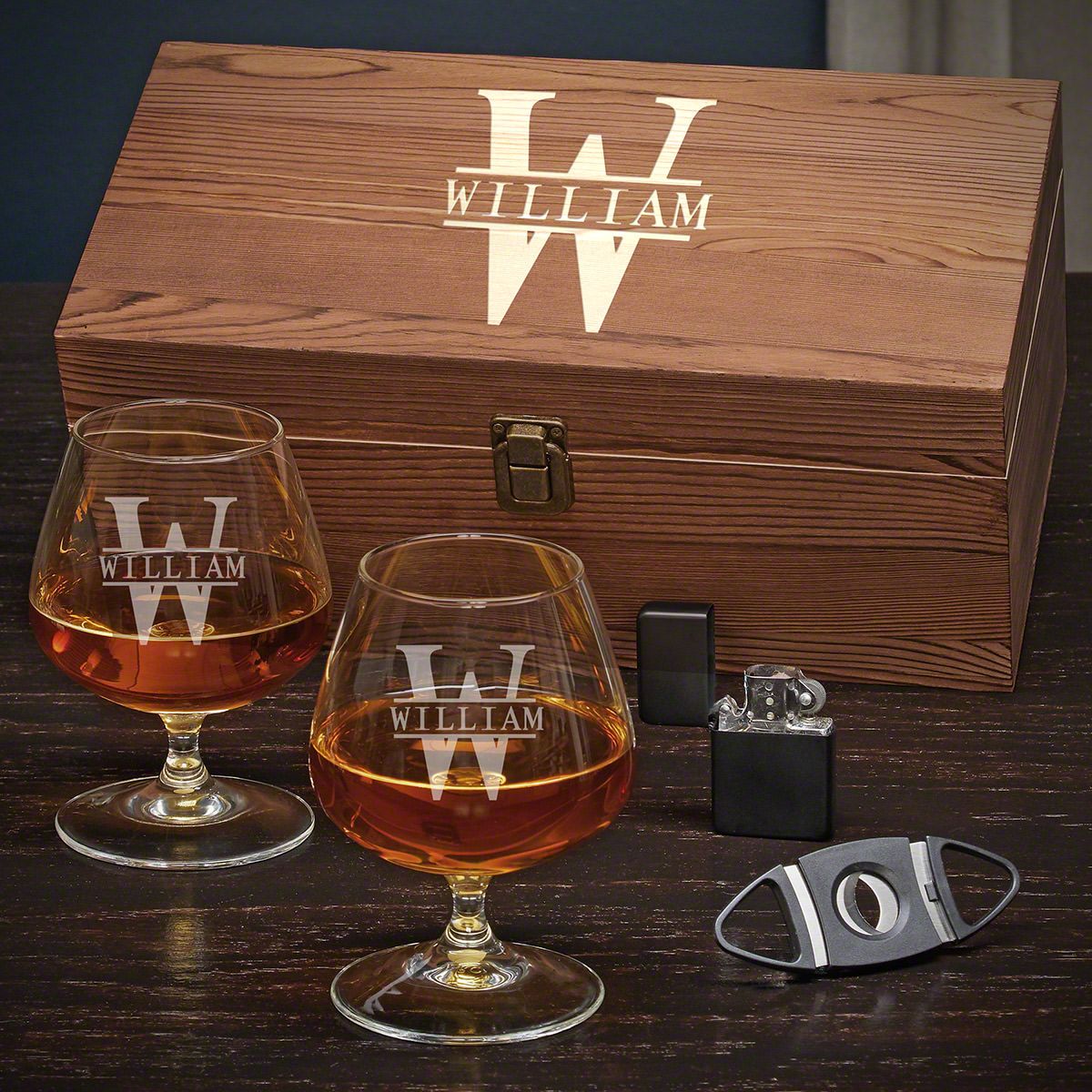 Personalized Boxed Cognac Glasses Set