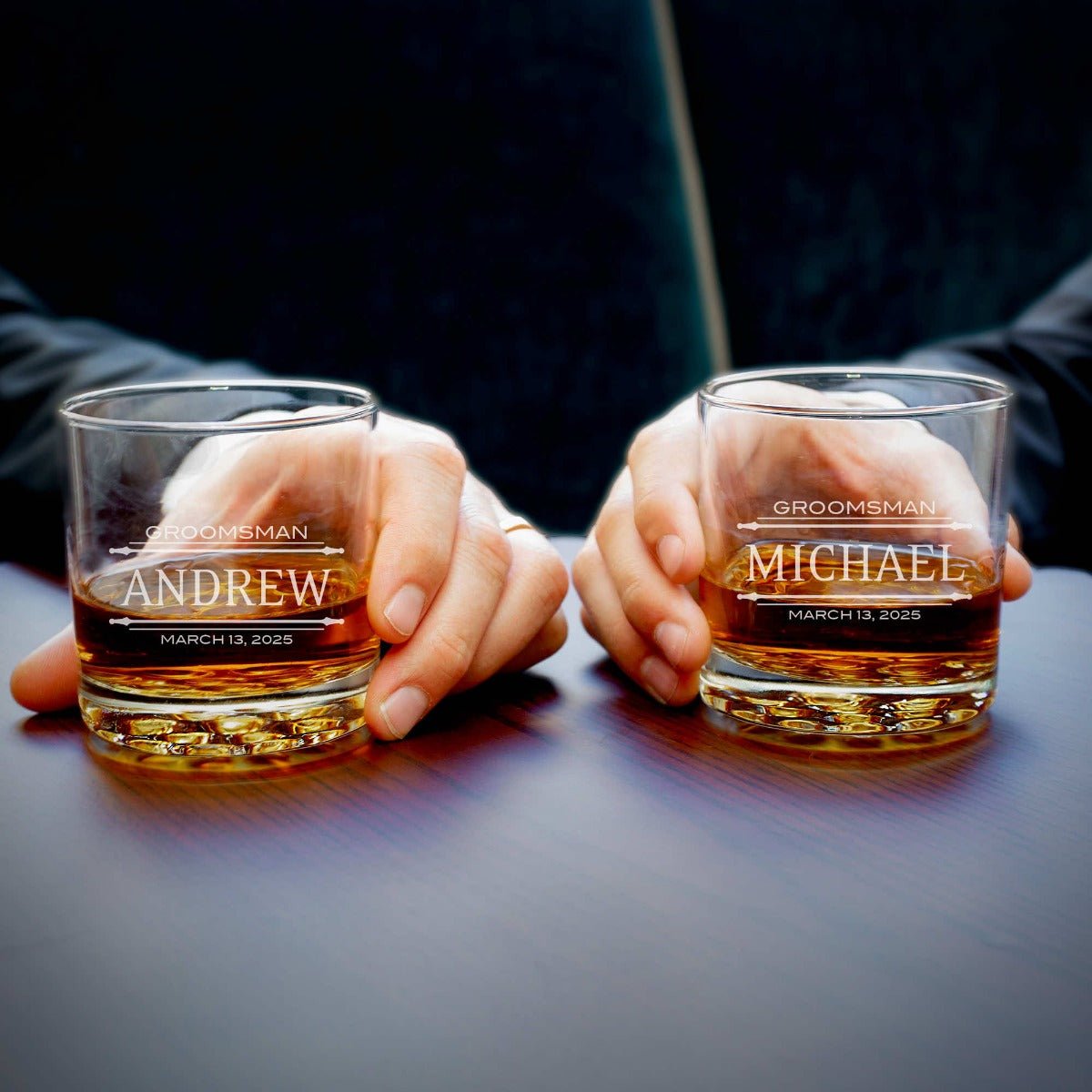 Personalized Buckman Whiskey Glasses, Set of 4