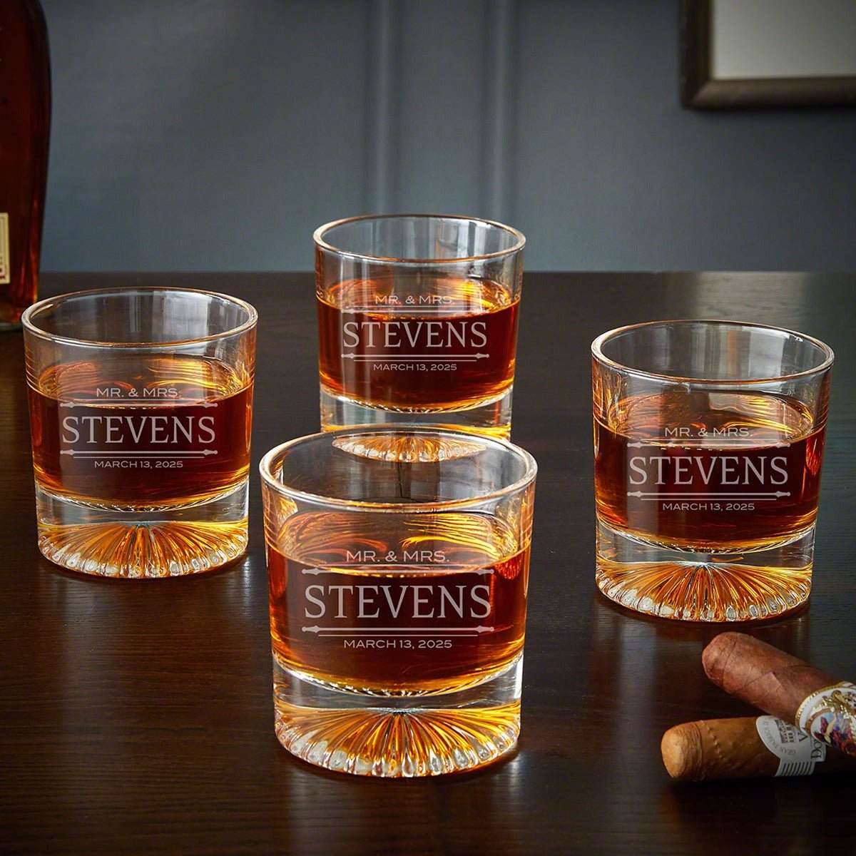 Personalized Churchill Bourbon Glasses Set of 4