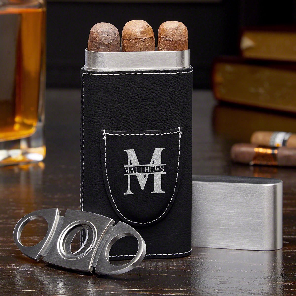 Cigar Case With Cutter | Personalized Cigar Gifts factory | Custom Cigar Case | Engraved Cigar Holder | Leather Cigar Case | Cigar Accessories