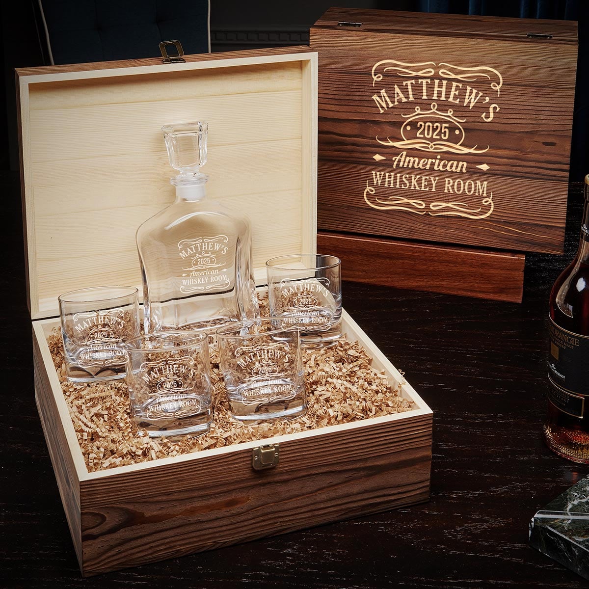 Personalized Decanter Set with Bryne Glasses - 6pc Box Set
