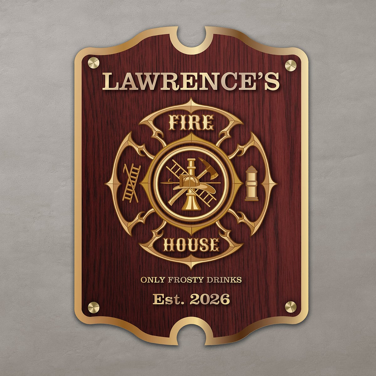 Personalized Fire House Firefighter Bar Sign