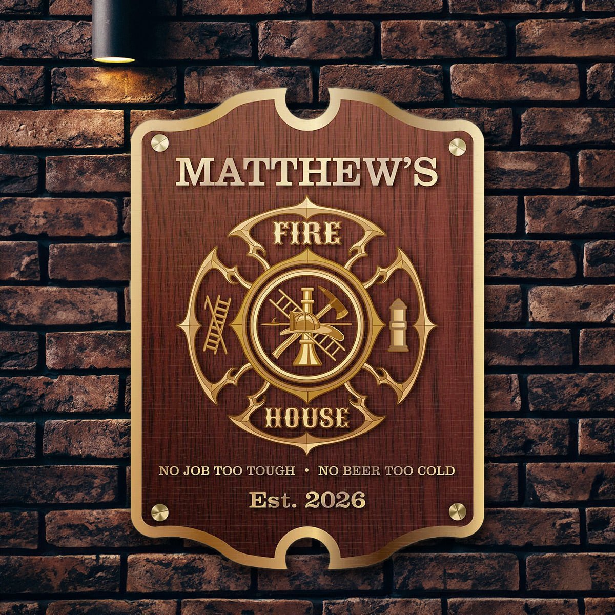 Personalized Fire House Firefighter Bar Sign