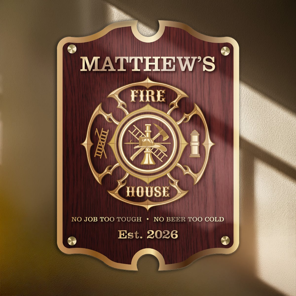 Personalized Fire House Firefighter Bar Sign