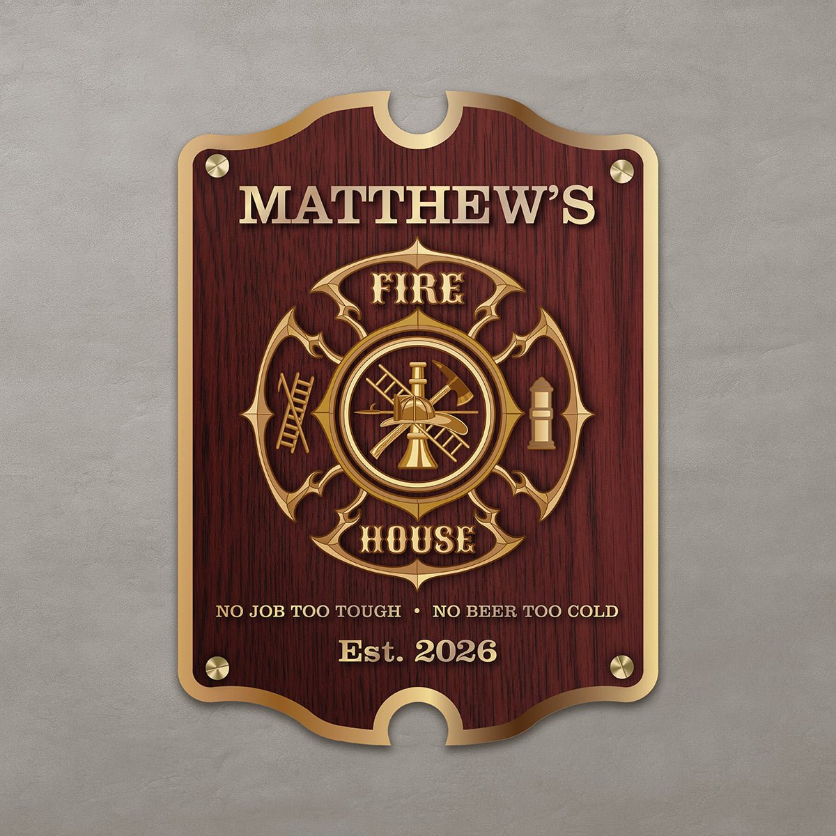 Personalized Fire House Firefighter Bar Sign