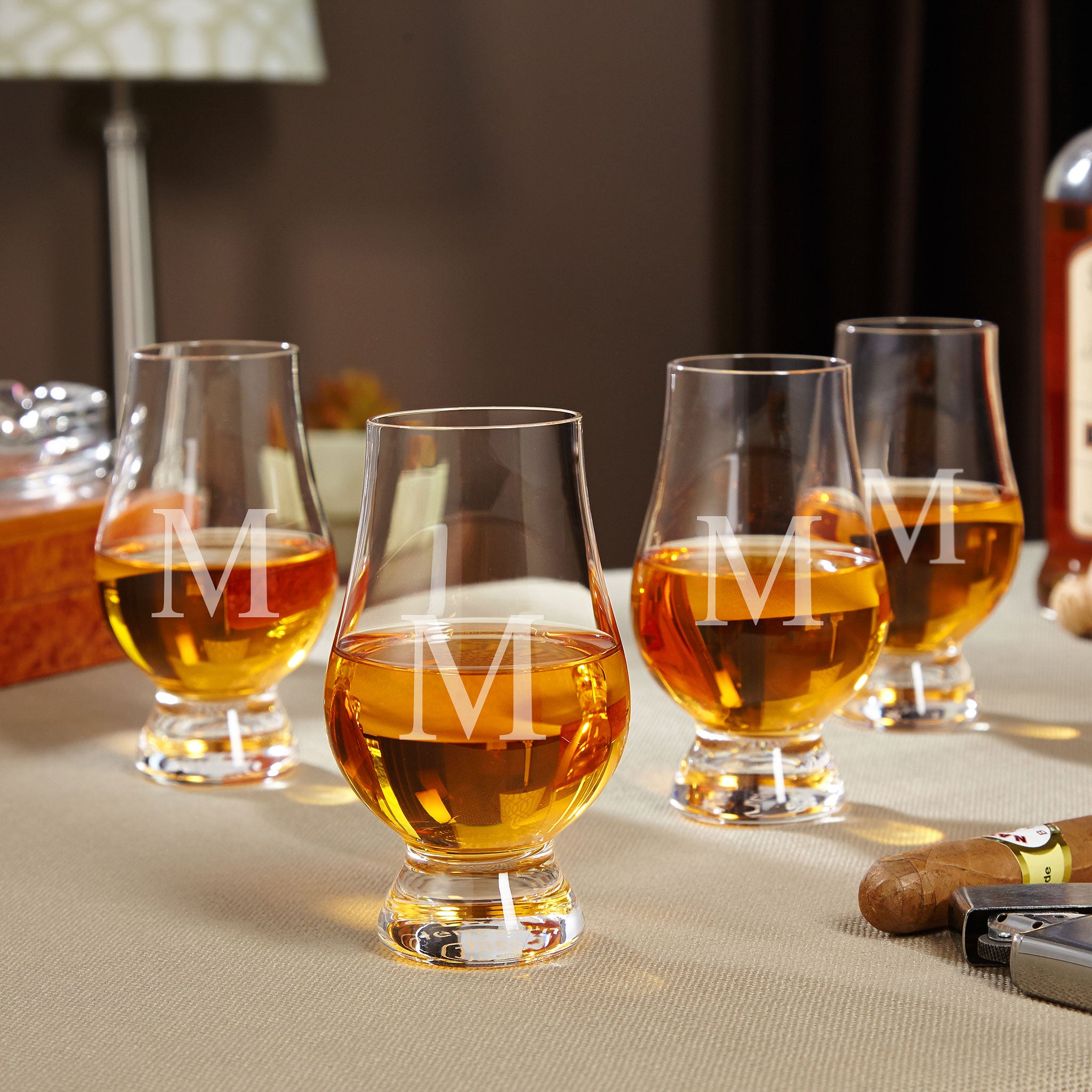 Personalized Glencairn Whiskey Glasses, Set of 4