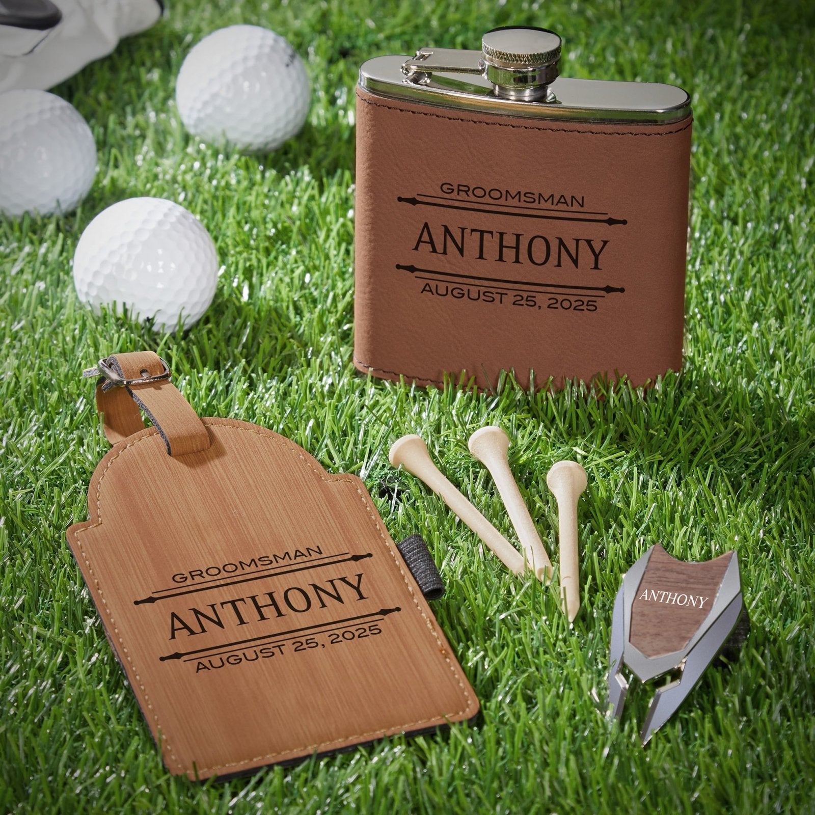 Personalized Golf Gifts Set with Flask