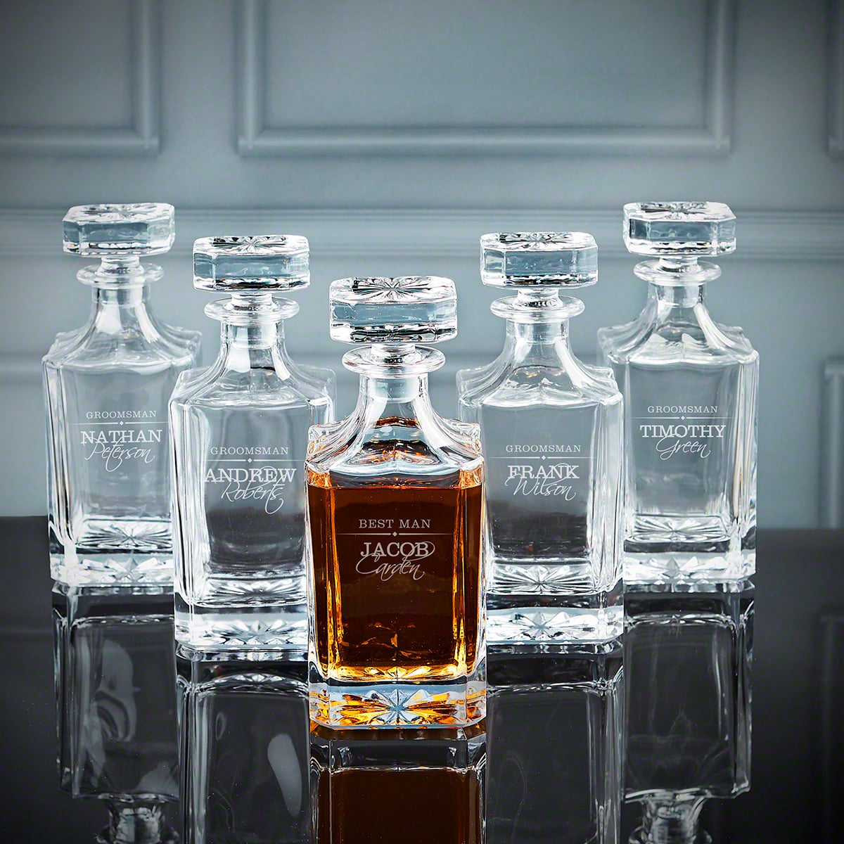 Personalized Groomsmen Gift Ideas Set of 5 Carson Decanters - Moore Design