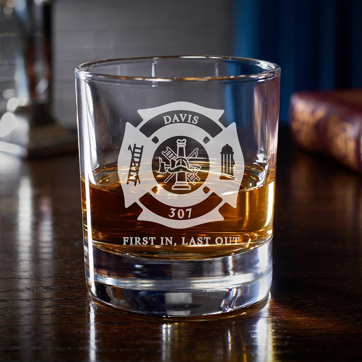 Personalized Rocks Glass for Firefighters