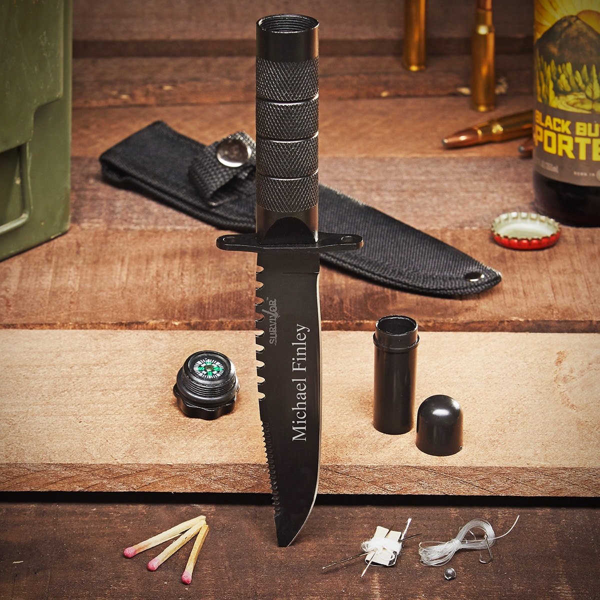 Personalized Set of 5 Survival Groomsmen Knives