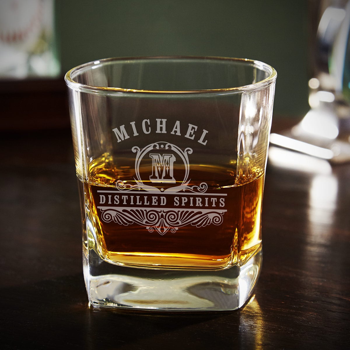 Personalized Square Whiskey Glass