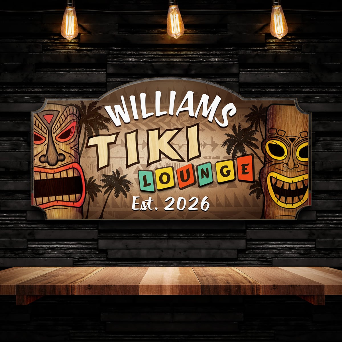 Personalized Tiki Lounge Tiki Bar Sign