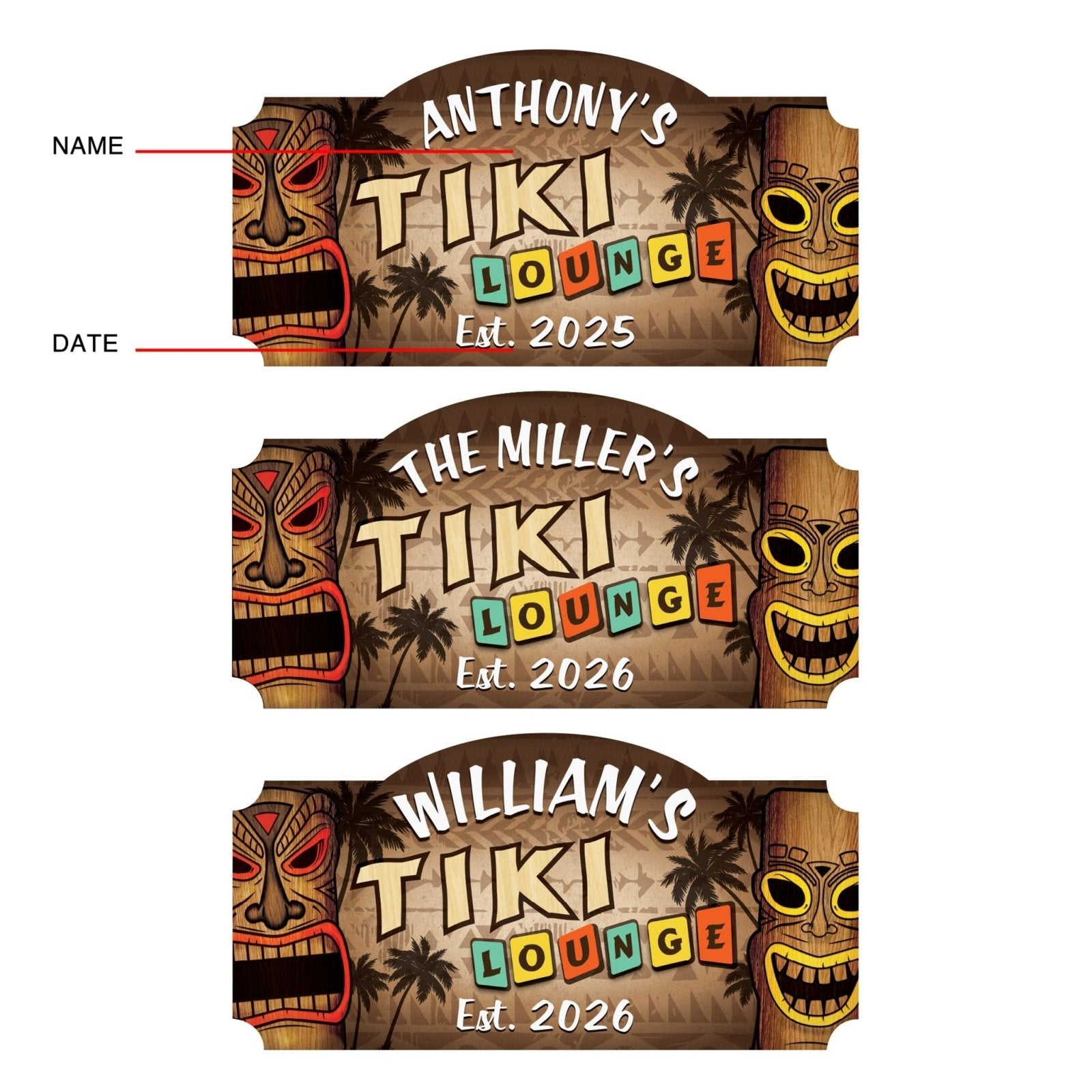 Personalized Tiki Lounge Tiki Bar Sign